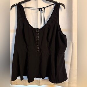 Torrid Black Lace-Up Tank Top
